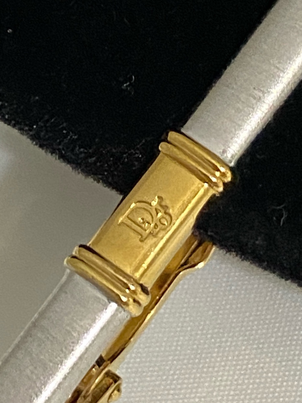 Dior Vintage Tie Clip Bar Christian Silver/Gold-tone Men's